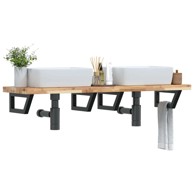 Zidna polica za umivaonik, čelik i masivno bagremovo drvo, trapezna, smeđa i crna, 120 x 40 x 4 cm