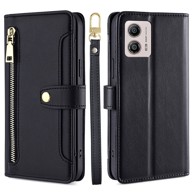 Preklopna futrola za Motorola Moto G53 5G/ G23 4G/ G13 4G, novčanik s patentnim zatvaračem, crna