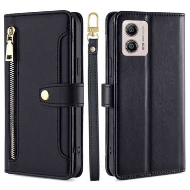 Preklopna futrola za Motorola Moto G53 5G/ G23 4G/ G13 4G, novčanik s patentnim zatvaračem, crna