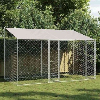 Kavez za pse 400×200×256 cm, srebrni, cinkani čelik