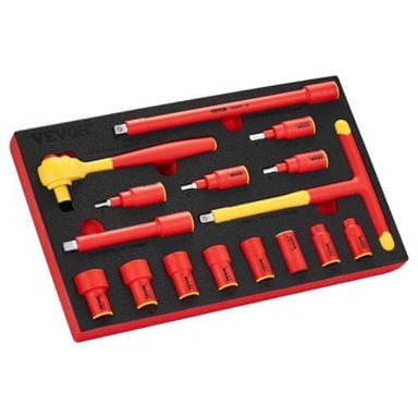 VEVOR Izolirani set utičnica, 16 kom, 425 x 245 x 62 mm, crni