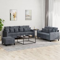 Set sofa s jastucima, 3-dijelni, baršunasti, tamnosivi