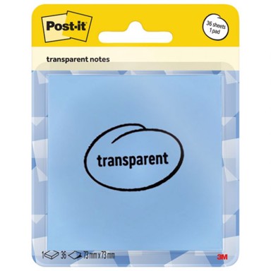 3M Samoljepljivi blok, Post-it, 73 x 73 mm, 36 listova, prozirno plavi