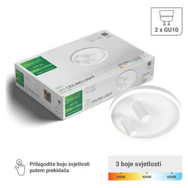 GREEN TECH LED stropna svjetiljka SFERA-2 24 W, bijela