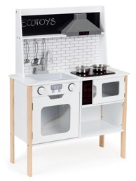 ECOTOYS Dječja drvena kuhinja s priborom i LED osvjetljenjem PLK537