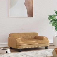 Krevet za pse baršunasti, 70 × 45 × 30 cm, smeđa  