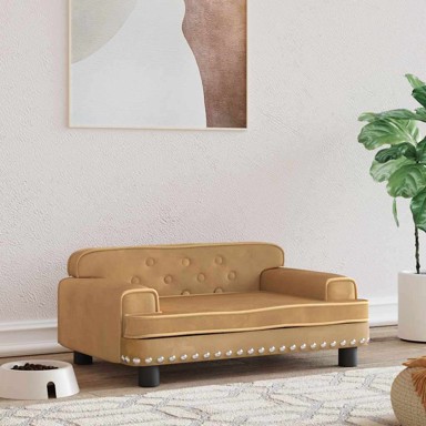 Krevet za pse baršunasti, 70 × 45 × 30 cm, smeđa  