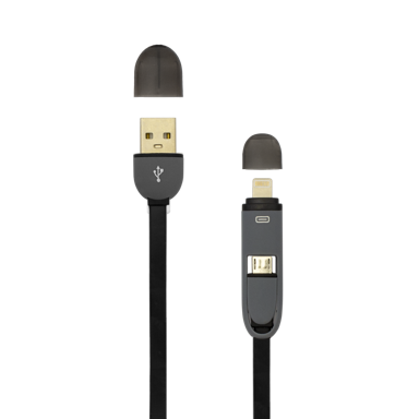 SBOX USB kabel A – MicroUSB + 8-pin iPhone 1 m crni
