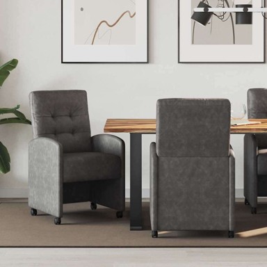 Blagovaonske stolice, 2 komada, 57 × 67 × 98 cm, umjetna koža, crne