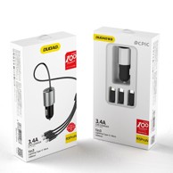 DUDAO Auto punjač, 3.4 A, sa ugrađenim 3u1 USB kabelom