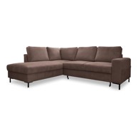 MIUFORM Smeđa sklopiva kutna garnitura od samta (s lijevim kutom) Lofty Lilly, 237x90x84 cm