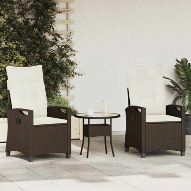 Vrtne stolice s jastučićima 2 kom, poli ratan, siva