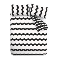 SASSY B Posteljina Waves 135x200 cm za krevet za jednu osobu crno-bijela