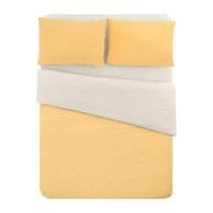 MILA HOME Posteljina 200x220 cm za bračni krevet od pamučnog materijala s produženom plahtom žuto-krem