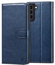 NIKCORP Torbica preklopna za mobitel, za Samsung Galaxy S21 Plus, utori za kartice, stalak, TPU zaštita od udaraca, tamnoplava