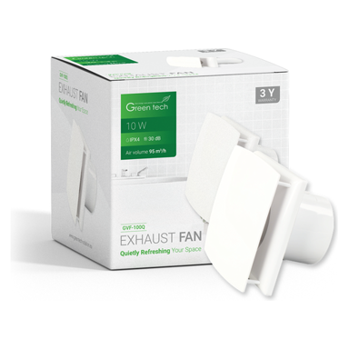GREEN TECH Ispušni ventilator GVF-100Q, 10 W, IPX4, bijeli
