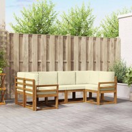 Set vanjskih sofa, 6 kom, s jastucima, prirodna i krema