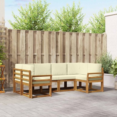 Set vanjskih sofa, 6 kom, s jastucima, prirodna i krema