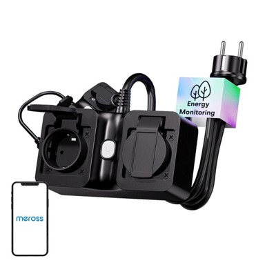 MEROSS Pametna produžna utičnica MOP320MA-EU WiFi IP44 Matter, crna