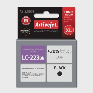 ACTIVEJET Tinta za pisač AB-223BN, zamjena za Brother LC223Bk, supreme, 16 ml, crna