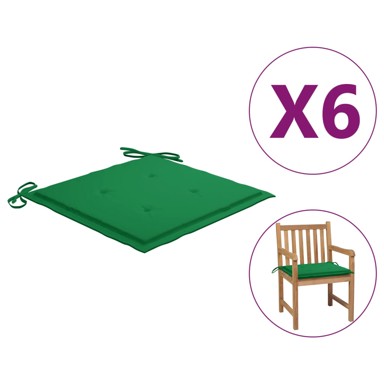 Jastuci za vrtne stolice 6 kom zeleni 50 x 50 x 4 cm od tkanine
