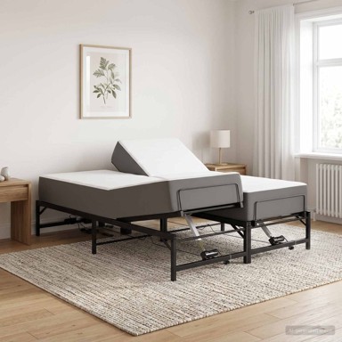 Električni podesivi okvir kreveta 150 x 200 cm, čelični, crni