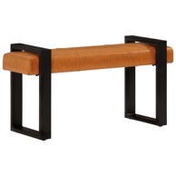 Klupa crno-smeđa 110 cm od prave kozje kože