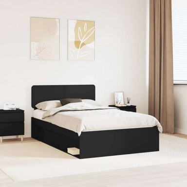 Okvir za krevet 135 x 190 cm čvrsto borovo drvo, crni