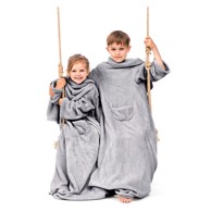 DECOKING Siva dječja deka s rukavima Lazykids