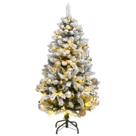 Božićno drvce umjetno, 150 LED, sa šarkama i kuglicama, 120 cm, s LED lampicama, rose gold kuglice
