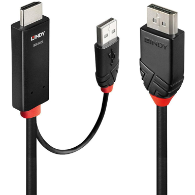 LINDY HDMI/USB-A na DisplayPort adapter 41499, 2 m, crni