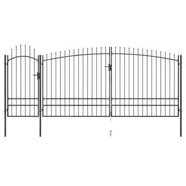 Vrata za ogradu s ukrasnim kopljima 5x2,45 m, crna