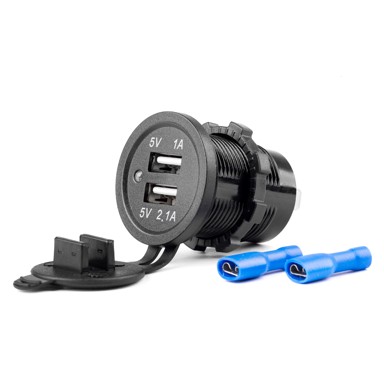 AMIO Vodootporni modularni auto punjač, 2xUSB, 12/24V, MOD-03