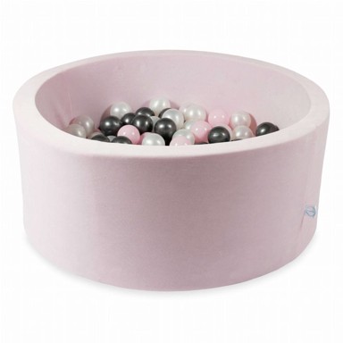 MIMII Suhi bazen 90 x 40 Velvet Soft Light Pink s 300 kuglica: biserna, svijetlo ružičasta, metalik grafit