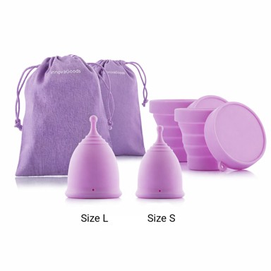 INNOVAGOODS Menstrualne čašice Kuppy s dodacima, veličine S (20 ml) i L (25 ml), 2 kom.
