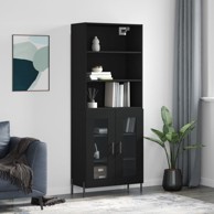 Visoka komoda crni 69,5x34x180 cm konstruirano drvo