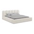 MAKAMII Tapecirani bračni krevet s prostorom za odlaganje s podnicom, Mano 160x200 cm, krem