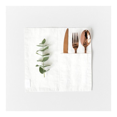 LINEN TALES Komplet od 2 bijela lanena ubrusa za pribor za jelo