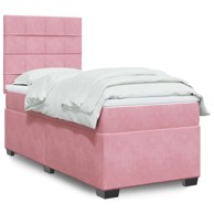 Box Spring krevet s madracem, ružičasti, 90x200 cm, baršun, blok s kvadratima