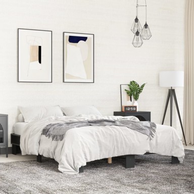 Okvir za krevet crni 150x200 cm konstruirano drvo i metal