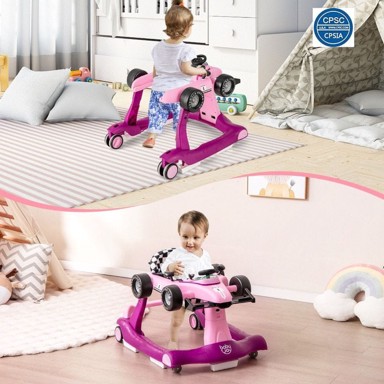 NORTHIX Hodalica za bebe, 4u1, sklopiva, podesiva visina, nosivost 15 kg, ljubičasta