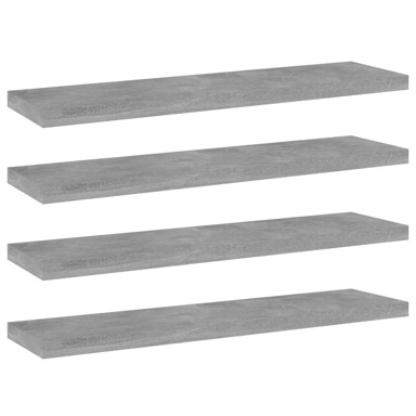 Police za knjige 4 kom, 40x10x1,5 cm, drvene, siva boja betona