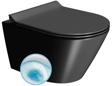 GSI WC školjka zidna KUBE X, geniusflush, 36x50 cm, crna dual-mat