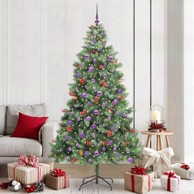 Umjetno božićno drvce s LED lampicama 210 cm PVC i metal, zeleno