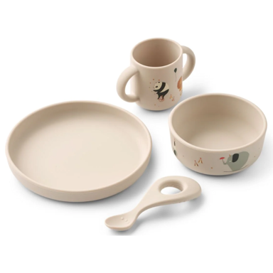 LIEWOOD Silikonski set za jelo Vivi, cirkus, pješčana
