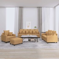 4-dijelni set sofa s jastucima baršunasti, smeđa