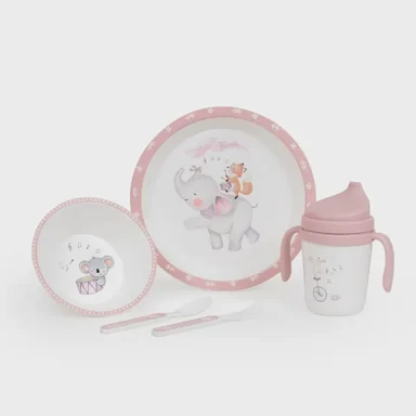 INTERBABY Set za jelo 5/1 MUSIC, rozi