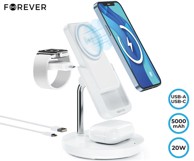 FOREVER Bežična stanica za punjenje s power bankom BMACS-100, 5u1, bijela