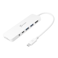 J5CREATE Docking stanice JCD373-N, USB-C, 2x USB-A, 1x HDMI, 1x USB-C, 1x audio, 1x microSD/SD, bijeli