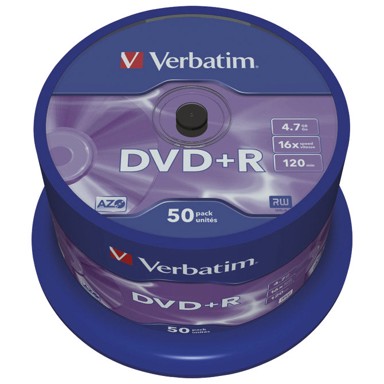 VERBATIM DVD+R 4,7 GB 16x Matt Silver, 50 kom, Spindle, 43550